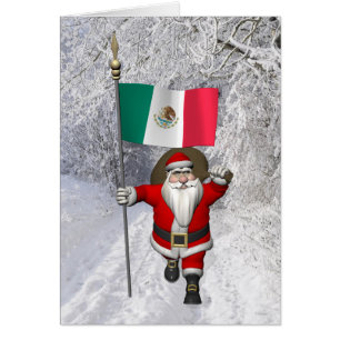 Santa Claus With Ensign Of Mexico Cards