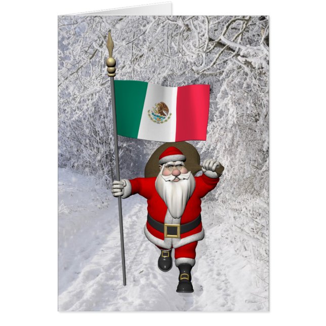 Santa Claus With Ensign Of Mexico Cards (Front)
