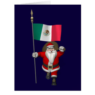 Santa Claus With Ensign Of Mexico Cards