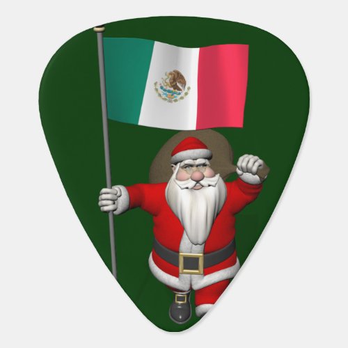 Santa Claus With Ensign Of Mexico Guitar Pick