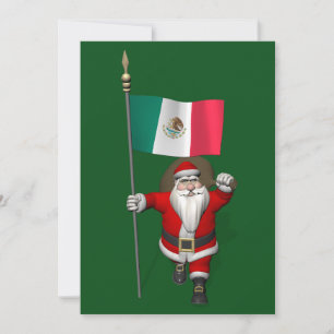 Santa Claus With Ensign Of Mexico Holiday Card