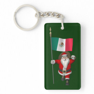 Santa Claus With Ensign Of Mexico Keychain