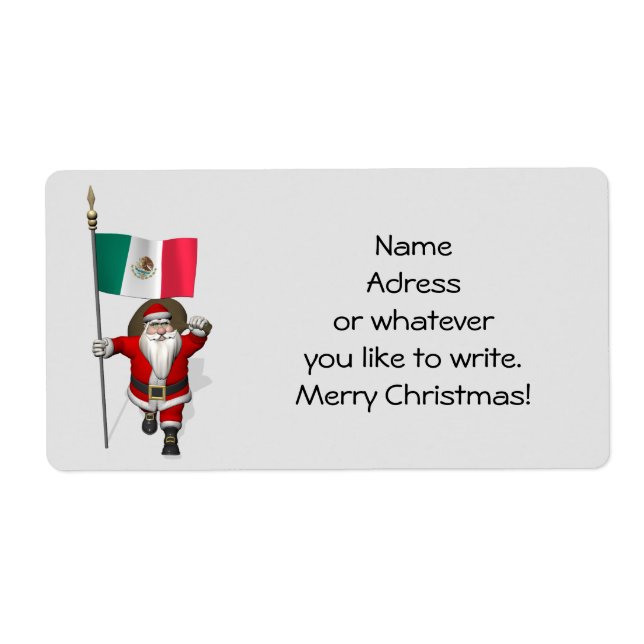 Santa Claus With Ensign Of Mexico Label (Front)