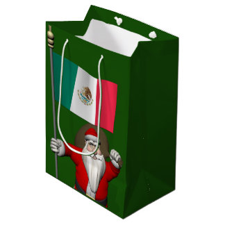 Santa Claus With Ensign Of Mexico Medium Gift Bag