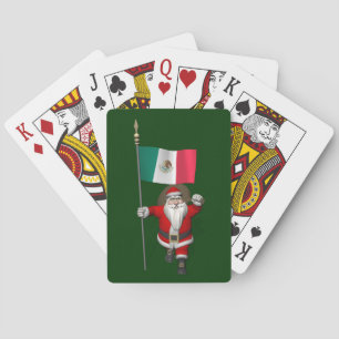 Santa Claus With Ensign Of Mexico Poker Cards