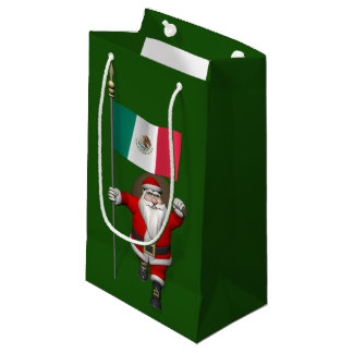 Santa Claus With Ensign Of Mexico Small Gift Bag