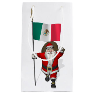 Santa Claus With Ensign Of Mexico Small Gift Bag