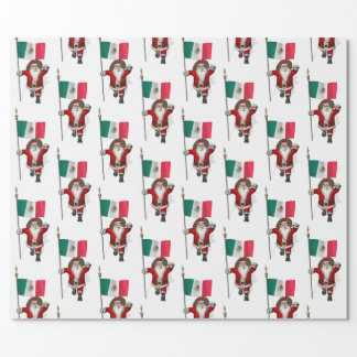 Santa Claus With Ensign Of Mexico Wrapping Paper