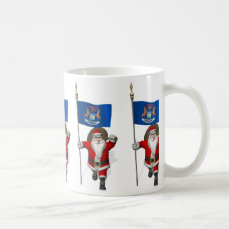 Santa Claus With Ensign Of Michigan Coffee Mug
