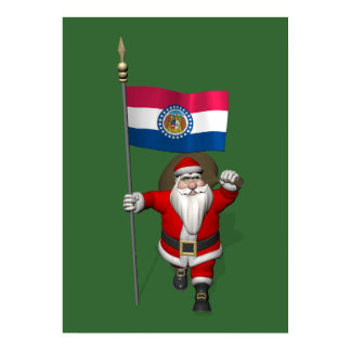 Santa Claus With Ensign Of Missouri Poster