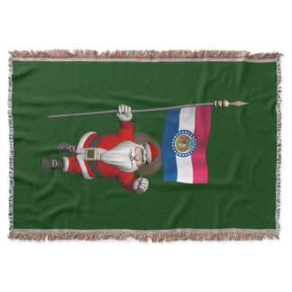 Santa Claus With Ensign Of Missouri Throw Blanket