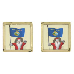 Santa Claus With Ensign Of Montana Cufflinks