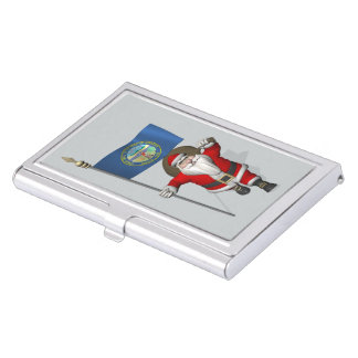 Santa Claus With Ensign Of Nebraska Case For Business Cards