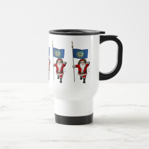 Santa Claus With Ensign Of Nebraska Travel Mug