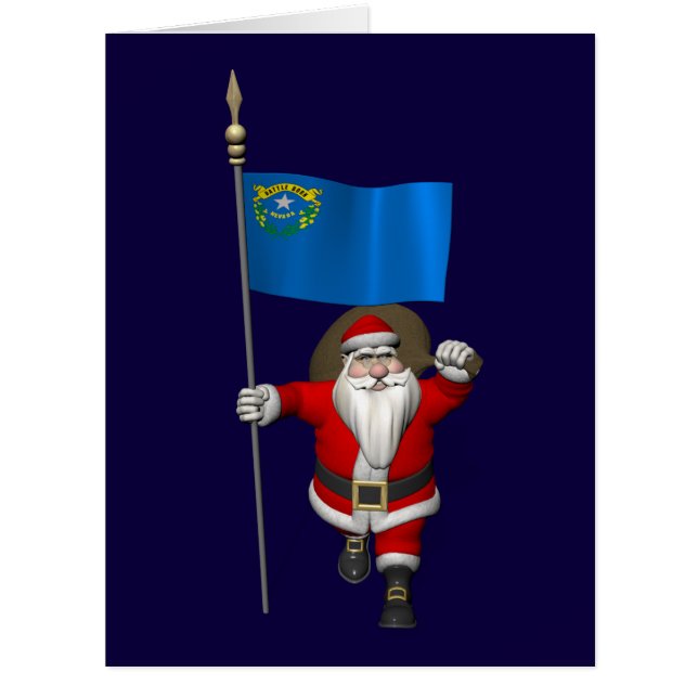 Santa Claus With Ensign Of Nevada Cards (Front)