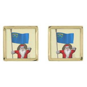 Santa Claus With Ensign Of Nevada Gold Cufflinks