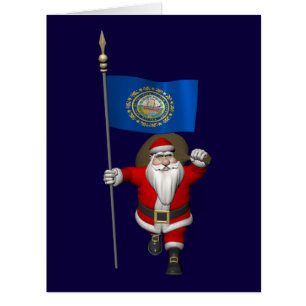 Santa Claus With Ensign Of New Hampshire Cards