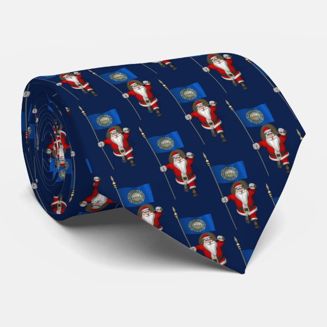 Santa Claus With Ensign Of New Hampshire Neck Tie (Rolled)