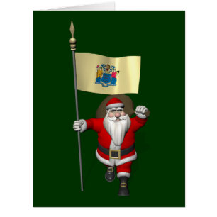 Santa Claus With Ensign Of New Jersey Cards