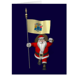 Santa Claus With Ensign Of New Jersey Cards