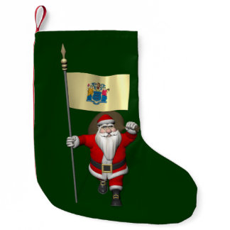 Santa Claus With Ensign Of New Jersey Small Christmas Stocking