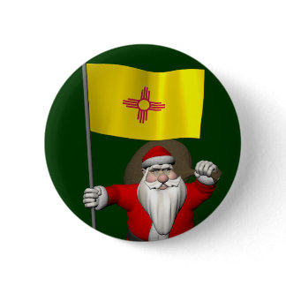 Santa Claus With Ensign Of New Mexico Button