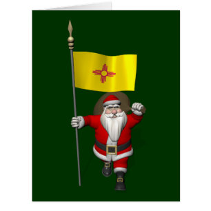 Santa Claus With Ensign Of New Mexico Cards