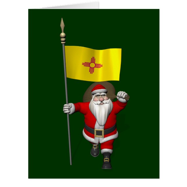 Santa Claus With Ensign Of New Mexico Cards (Front)