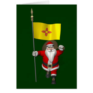 Santa Claus With Ensign Of New Mexico Cards