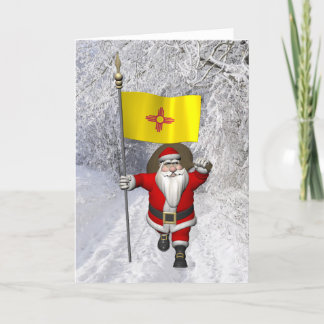 Santa Claus With Ensign Of New Mexico Holiday Card