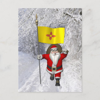 Santa Claus With Ensign Of New Mexico Holiday Postcard