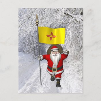 Santa Claus With Ensign Of New Mexico Holiday Postcard by santa_claus_usa at Zazzle
