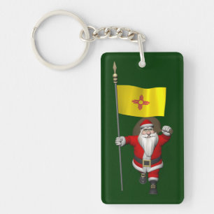 Santa Claus With Ensign Of New Mexico Keychain