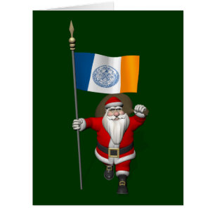 Santa Claus With Ensign Of New York City Cards
