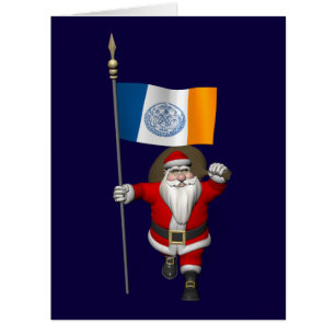 Santa Claus With Ensign Of New York City Cards
