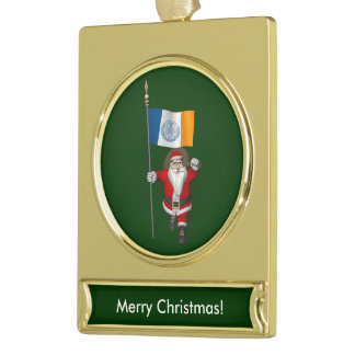 Santa Claus With Ensign Of New York City Gold Plated Banner Ornament