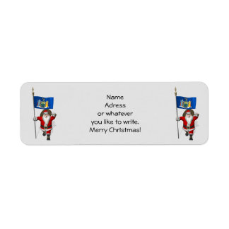 Santa Claus With Ensign Of New York US State Label