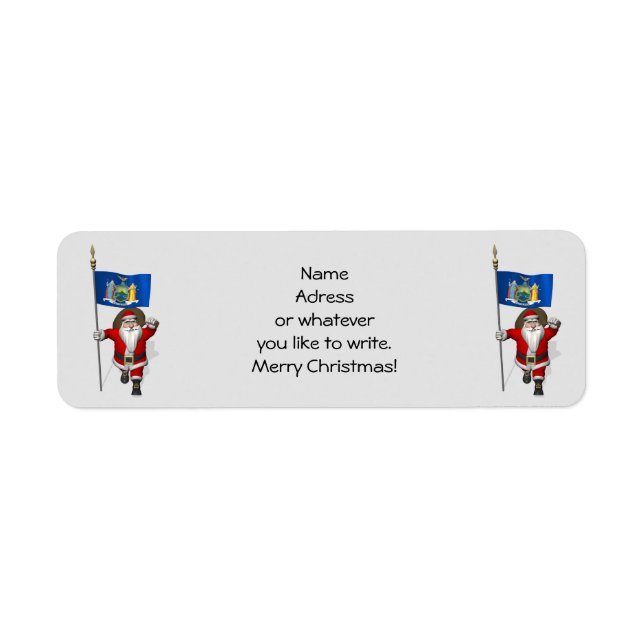 Santa Claus With Ensign Of New York US State Label (Front)