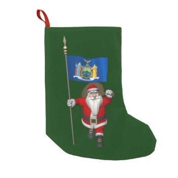 Santa Claus With Ensign Of New York Us State Small Christmas Stocking by santa_claus_usa at Zazzle