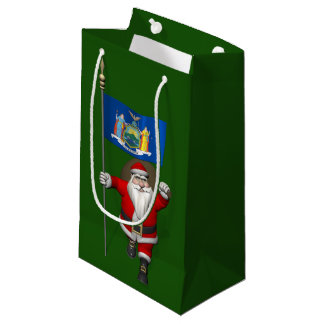 Santa Claus With Ensign Of New York US State Small Gift Bag