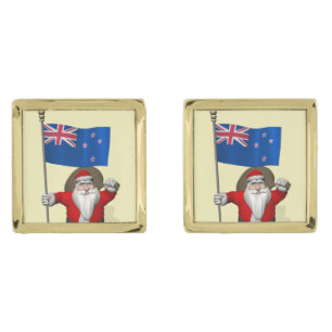 Santa Claus With Ensign Of New Zealand Cufflinks