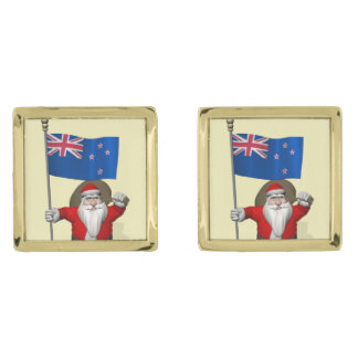 Santa Claus With Ensign Of New Zealand Cufflinks