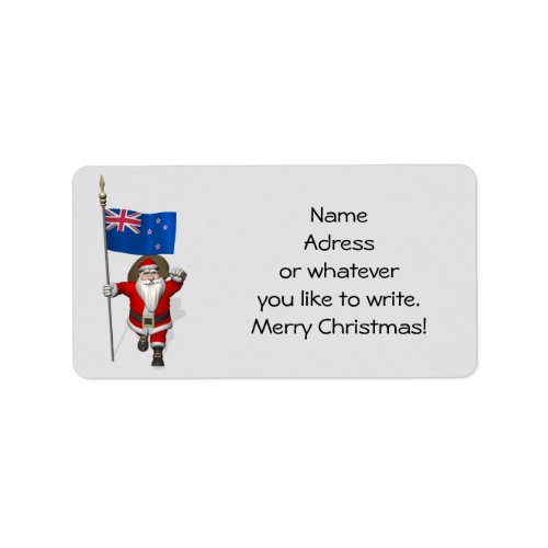 Santa Claus With Ensign Of New Zealand Label