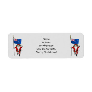 Santa Claus With Ensign Of New Zealand Label