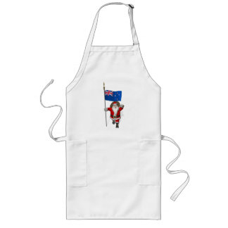 Santa Claus With Ensign Of New Zealand Long Apron