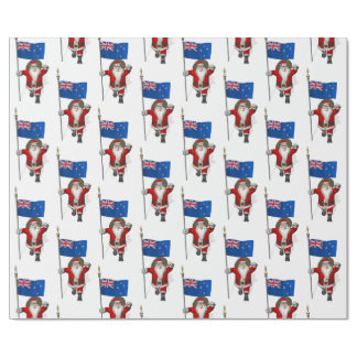 Santa Claus With Ensign Of New Zealand Wrapping Paper