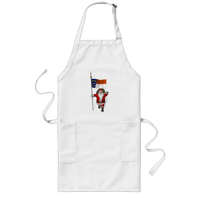 Santa Claus With Ensign Of North Carolina Long Apron (Front)