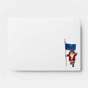 Santa Claus With Ensign Of North Dakota Envelope