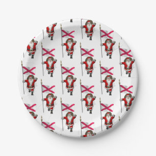Santa Claus With Ensign Of Northern Ireland Paper Plates