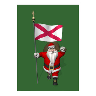 Santa Claus With Ensign Of Northern Ireland Poster